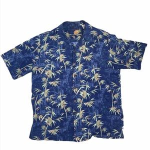 Hawaiian Style Button Down Blouse Top